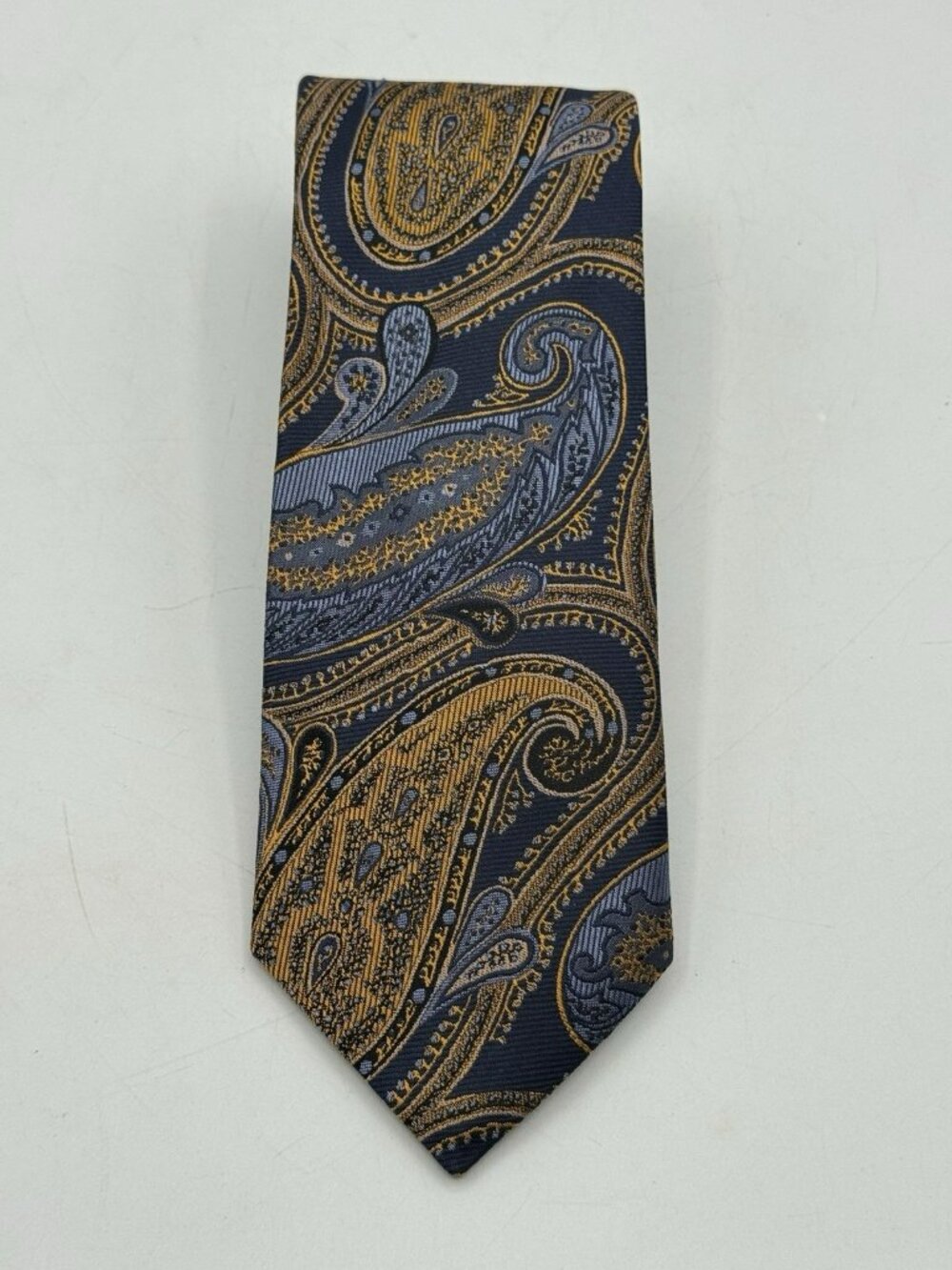 Allen Edmonds Paisley Silk Tie Burgundy Blue Gold Italian Silk Made in USA